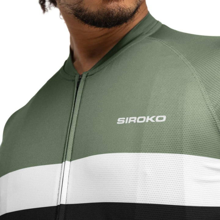 SIROKO M3 Radtrikot Herren Kurzarm Ultraleicht Aerodynamische Fahrradbekleidung XS Schwarz/Olivgrün,