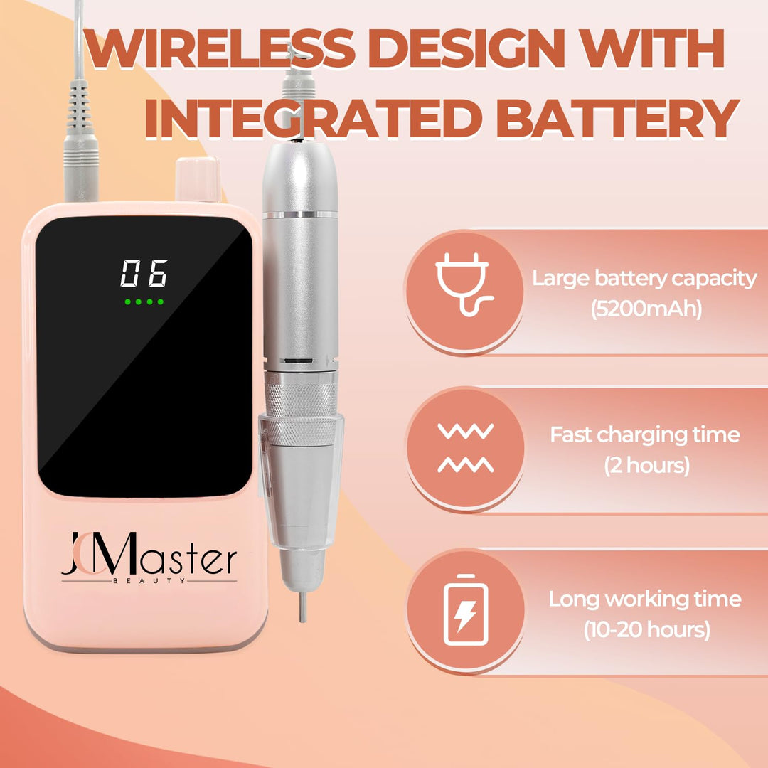 Nagelfräser JCMaster Profi, Fräser Nägel 35.000 U/Min, tragbare Elektrische Nagelfeile für Gelnägel
