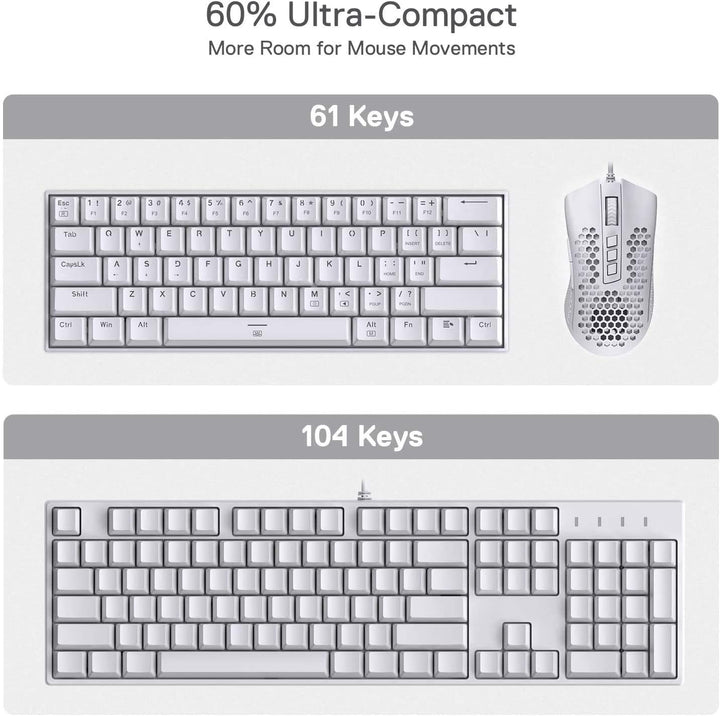 Redragon K630 Dragonborn 60% kabelgebundene RGB-Gaming-Tastatur, 61 Tasten Kompakte mechanische Tast