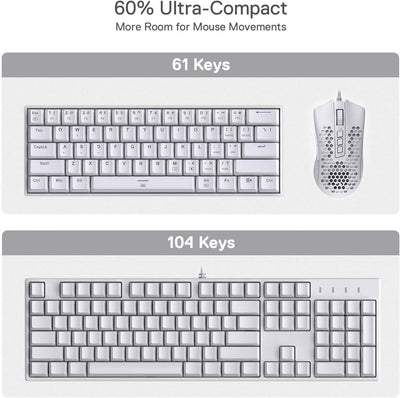 Redragon K630 Dragonborn 60% kabelgebundene RGB-Gaming-Tastatur, 61 Tasten Kompakte mechanische Tast