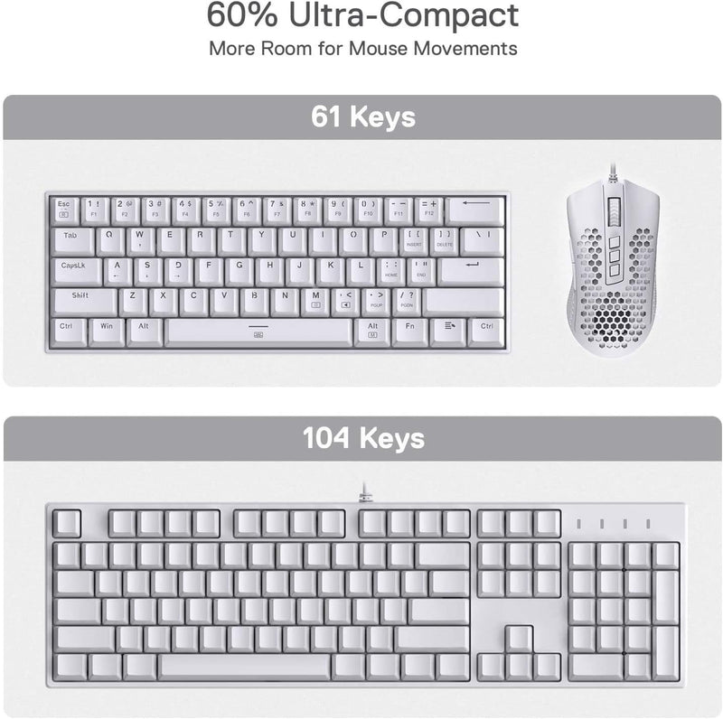 Redragon K630 Dragonborn 60% kabelgebundene RGB-Gaming-Tastatur, 61 Tasten Kompakte mechanische Tast