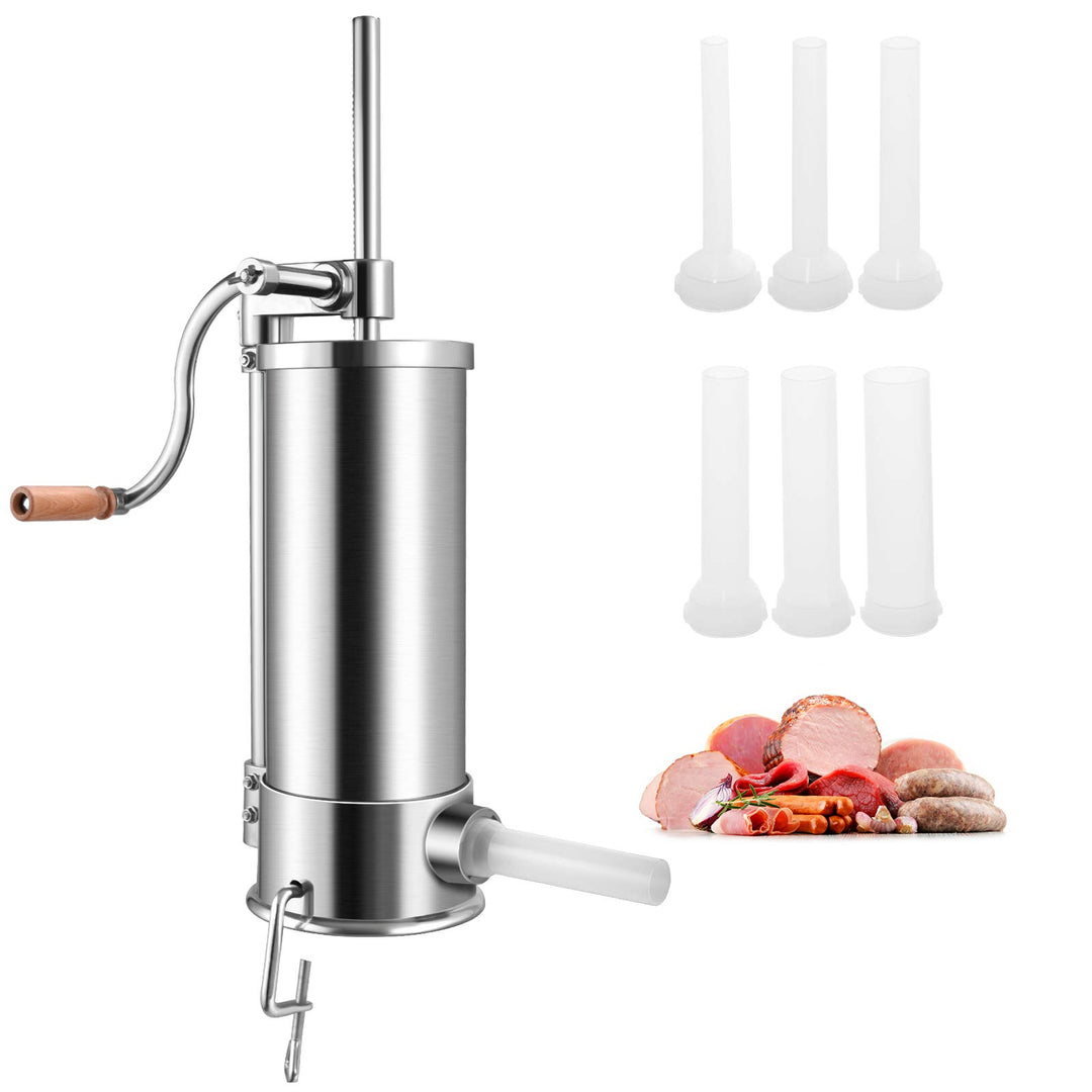 GOPLUS Wurstfüller aus Edelstahl, Wurstfüllmaschine Wurstmaschine Manuell, Wurstpress mit 4 verschie