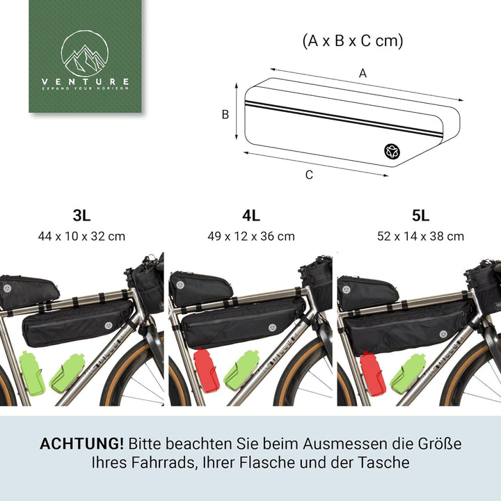 AGU Tube Venture Fahrrad Rahmentasche, Rahmentasche Fahrrad Wasserabweisend, Reflektierend Polyester