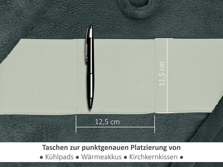 Emily´s Check Kuschelfleece Therapie Bademantel mit Kapuze und Innentaschen 1582.2293 S anthrazit, S