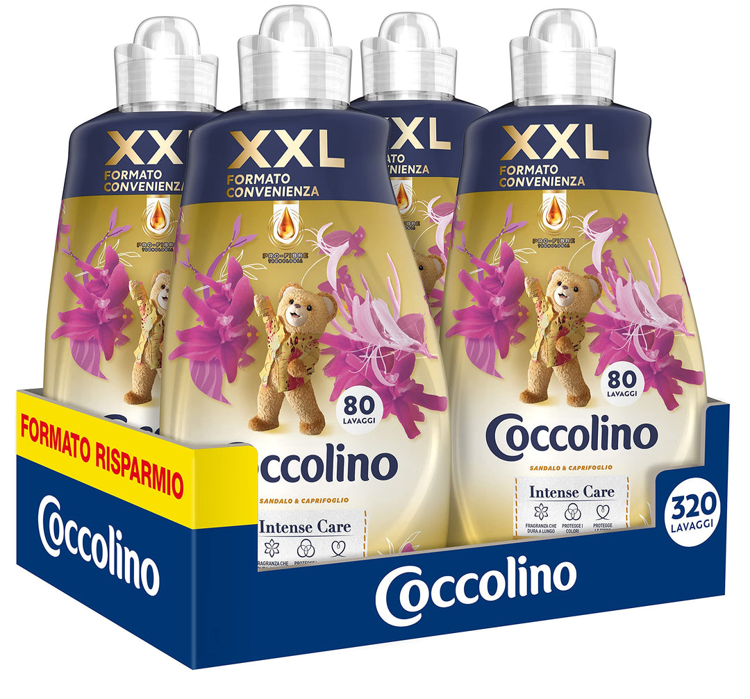 Coccolino Weichspüler-Konzentrat, Sandelholz & Geissblatt, 8 Liter, 320 Waschladungen, 4 x 80 Waschg