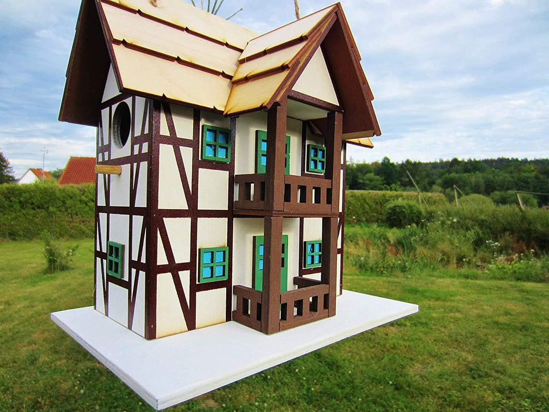 Vogelhaus, Nistkasten, Fachwerkhaus, Vogelhaus zum Aufhängen, für Singvögel wie Spatzen, Meisen, Han
