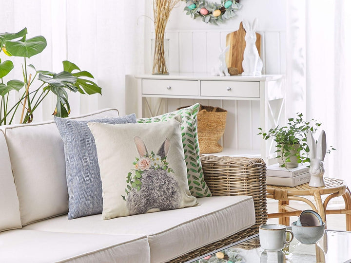 Dekokissen 2er Set Hasenmotiv mehrfarbig 45 x 45 cm Baumwolle/Polyester Fatsia
