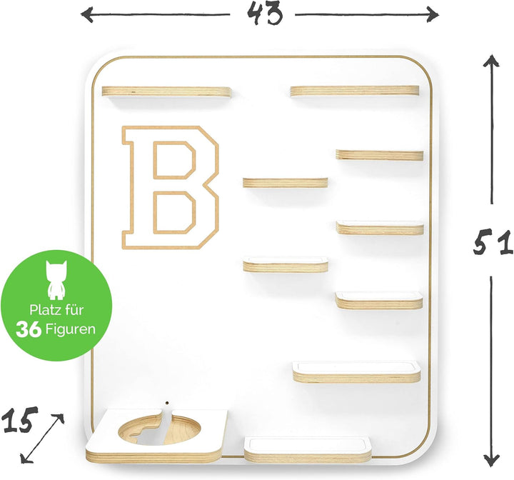 stadtecken Kinder Holz Regal für Musikbox I Buchstabe B I Geeignet für die Toniebox und ca. 36 Tonie