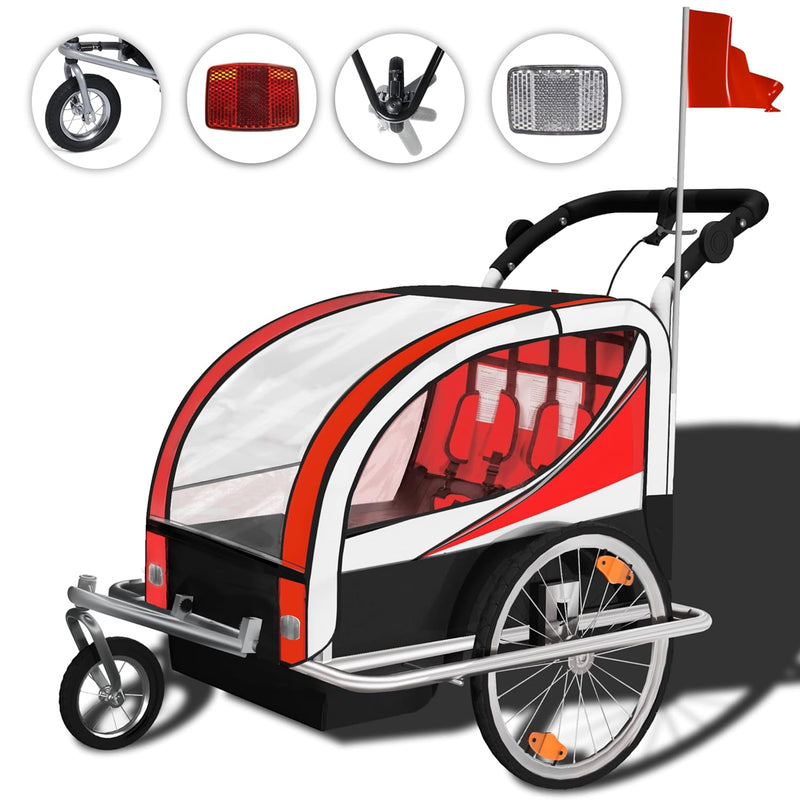 SAMAX Fahrradanhänger Jogger 2in1 360° drehbar Kinderanhänger Kinderfahrradanhänger Transportwagen v