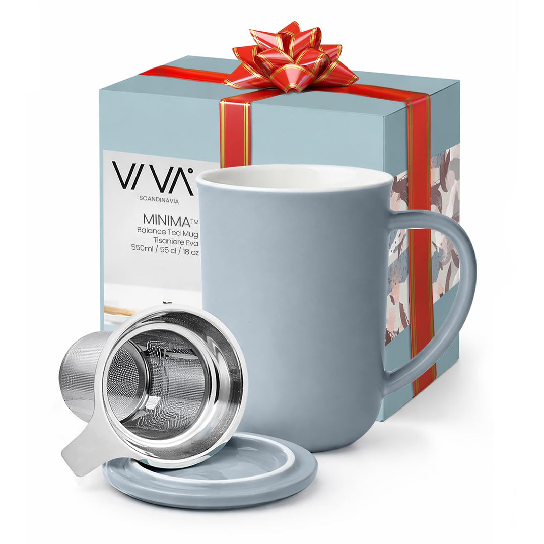 Viva Scandinavia Porzellan Tee Tasse mit Teesieb für lossen Tee, becher mit deckel, Kaffee-Becher mi