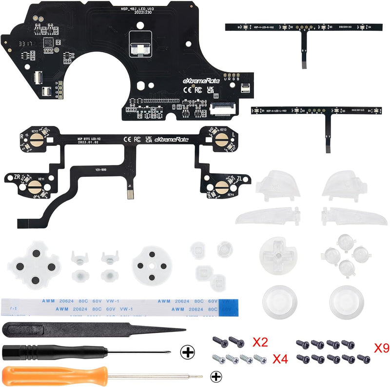 eXtremeRate Tasten für Nintendo Switch Pro Leuchttaste knöpfe Steuerkreuz Dpad ABXY Button Sticks DT
