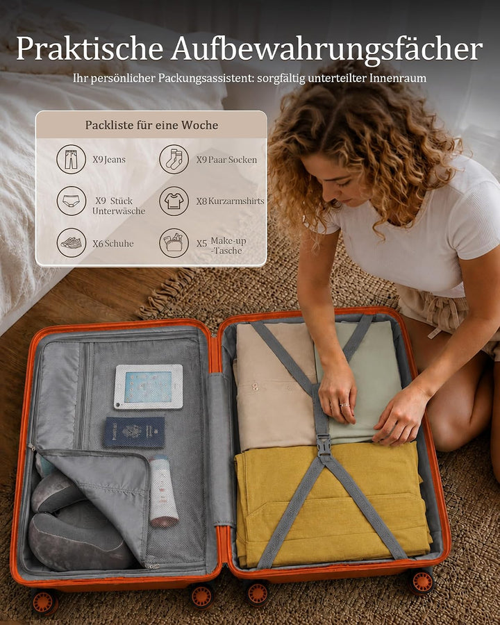 KONO Gross Koffer 75cm Leicht Reisekoffer aus Polypropylen Hartschale Koffer mit 4 Rollen und TSA Sc