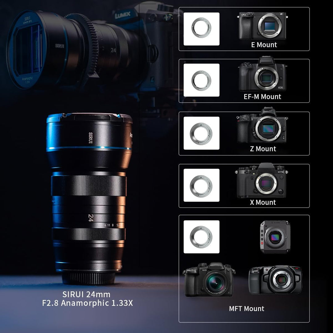 SIRUI 24 mm F2.8 anamorphes Objektiv, 1,33x APS-C (X-Halterung) X Mount, X Mount