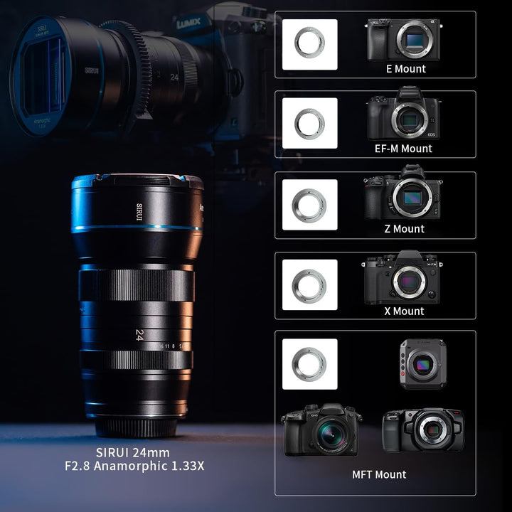 SIRUI 24 mm F2.8 anamorphes Objektiv, 1,33x APS-C (X-Halterung) X Mount, X Mount