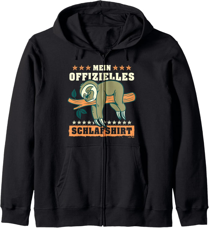 Mein Offizielles Schlafshirt, Pyjama Shirt, Faultier Kapuzenjacke