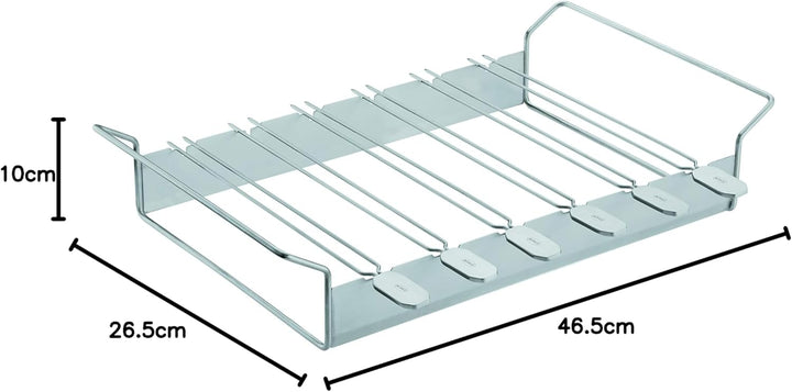 RÖSLE Halter mit Grillspiessen, Aufsatz zur Zubereitung von Schaschlik und Gemüse auf Gas- und Kohle