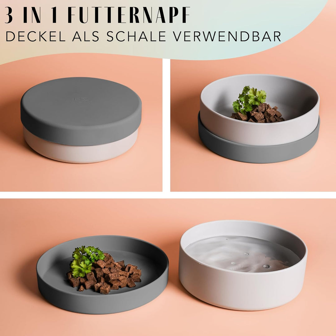 ne&amp;no® Silikon Hundenapf 1200 ml mit Deckel für kleine und mittelgrosse Hunde | im Kühlschrank luftd