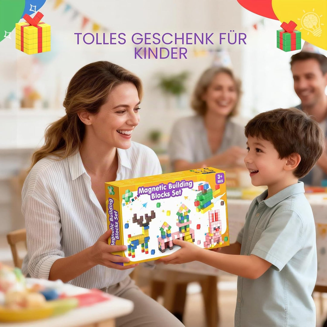 HaoVrisn Magnetische Bausteine Kinderspielzeug, 108 Stück Magnetbausteine Spielzeug Kinder ab 3 4 5