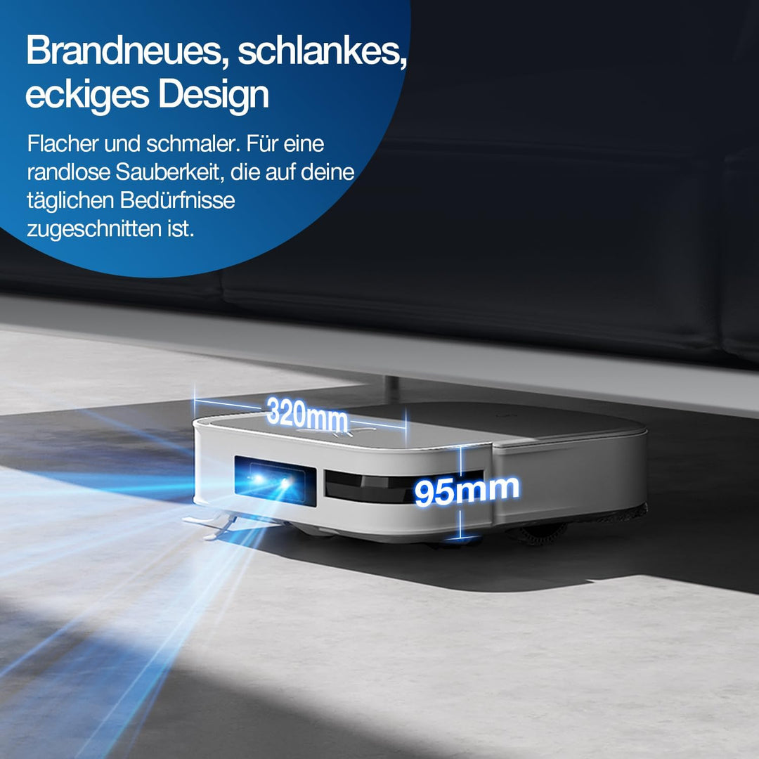 ECOVACS DEEBOT X2 OMNI Saugroboter mit Wischfunktion 8000Pa, schlankes quadratisches Design, 15mm Mo
