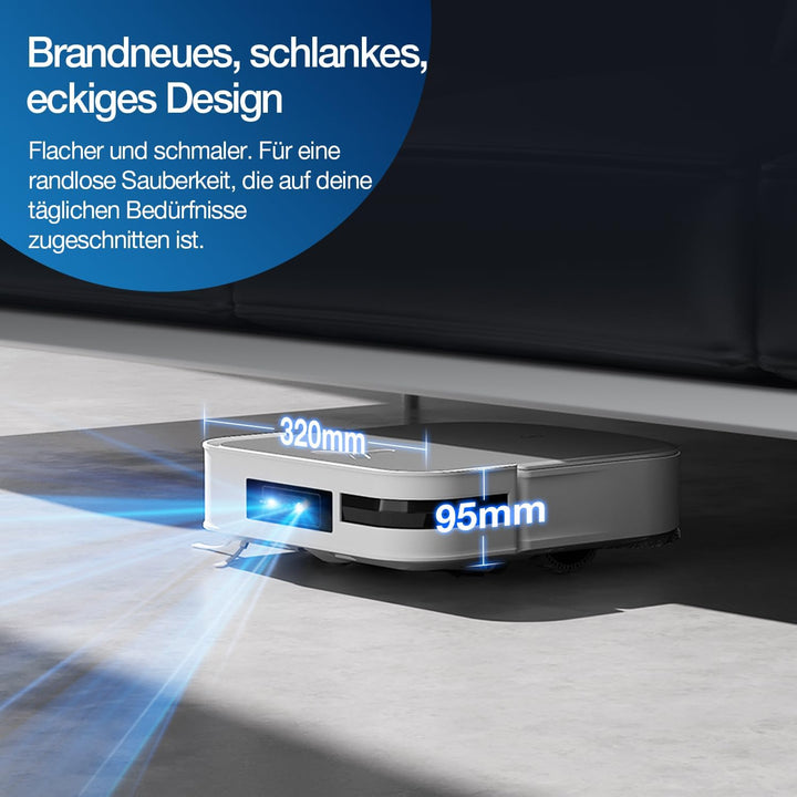 ECOVACS DEEBOT X2 OMNI Saugroboter mit Wischfunktion 8000Pa, schlankes quadratisches Design, 15mm Mo