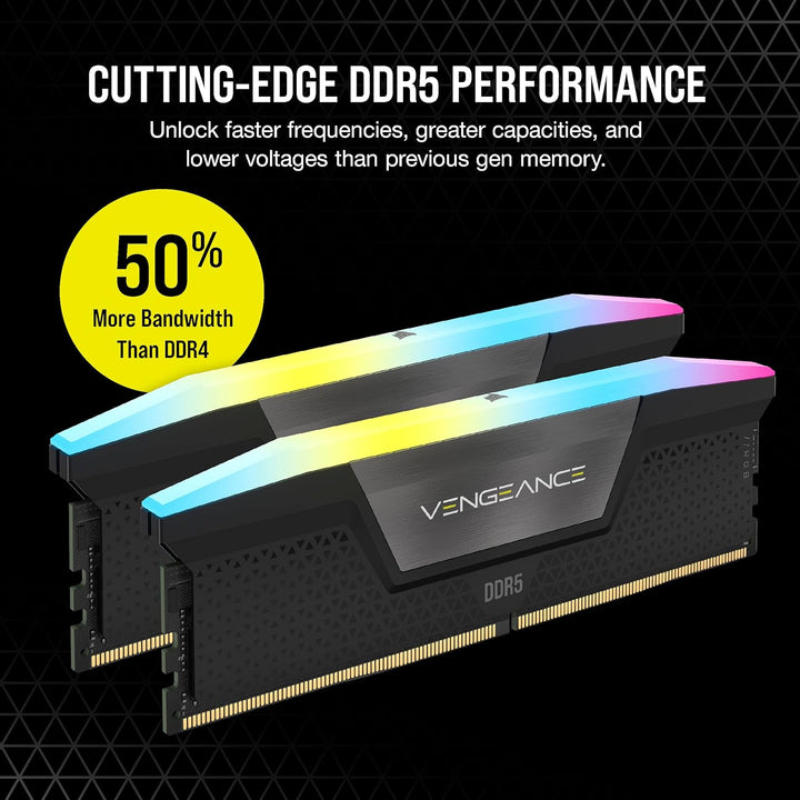 CORSAIR Vengeance RGB DDR5 RAM 96GB (2x48GB) 5200MHz CL38 Intel XMP 3.0 Desktop-Arbeitsspeicher – Sc