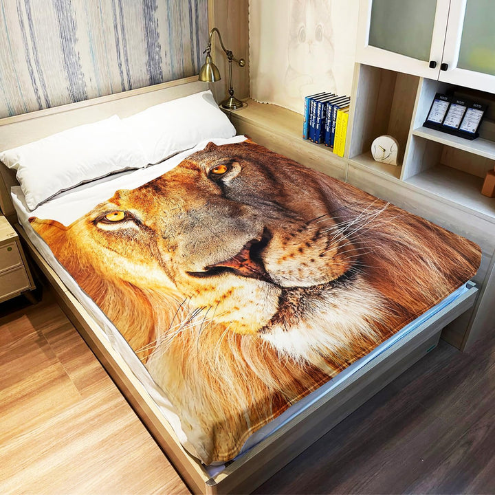 YISUMEI Decke 150x200 cm Kuscheldecken Sanft Flanell Weich Fleecedecke Bettüberwurf Löwe