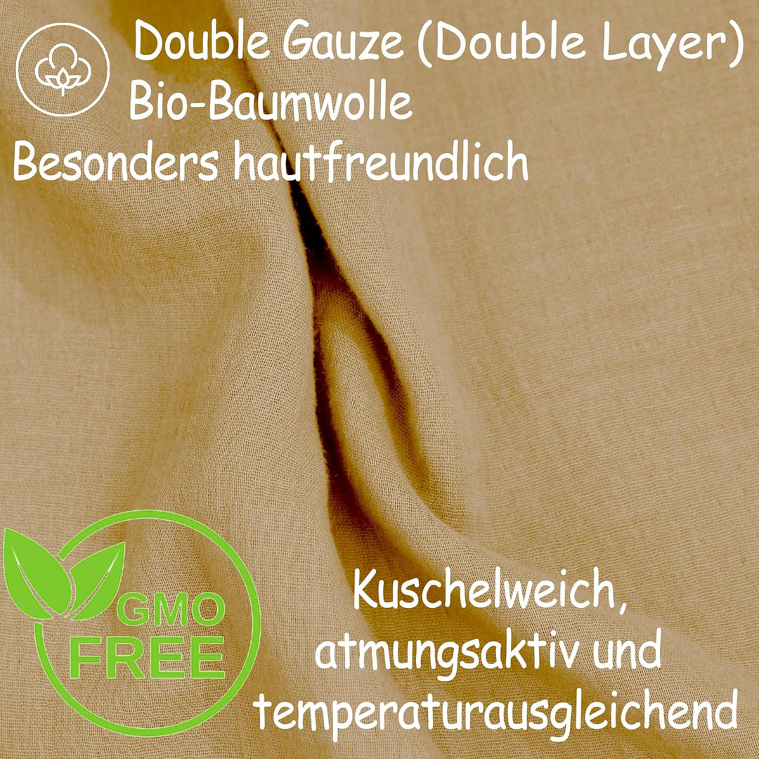 PinkZebra Kinderbettwäsche Musselin 100 x 135 cm + 40 x 60 cm, Bettwäsche aus 100% Bio-Baumwolle Ohn