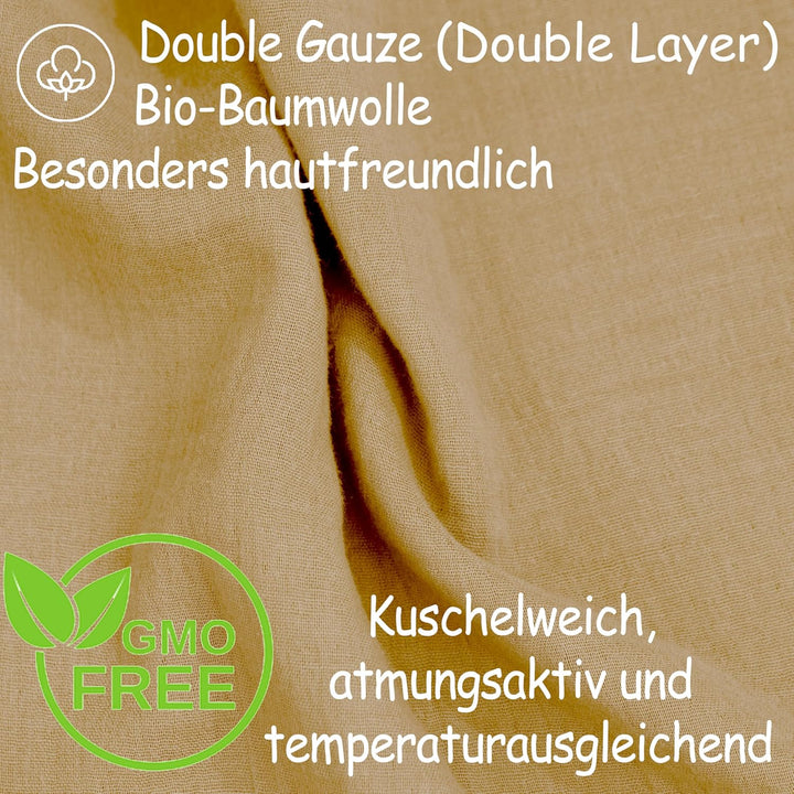 PinkZebra Kinderbettwäsche Musselin 100 x 135 cm + 40 x 60 cm, Bettwäsche aus 100% Bio-Baumwolle Ohn