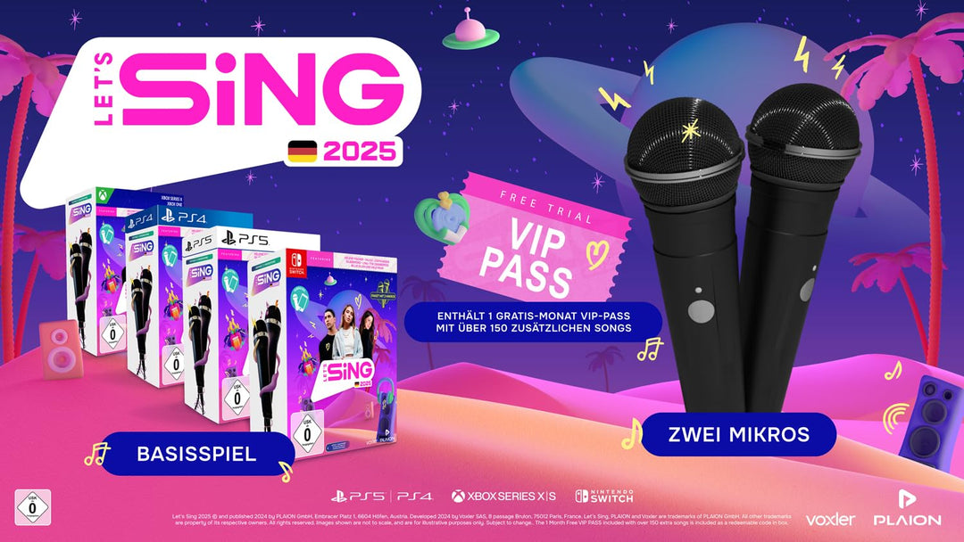Let's Sing 2025 German Version (+ 2 Mics) (Nintendo Switch) Nintendo Switch Spiel + 2 Mikrofone, Nin
