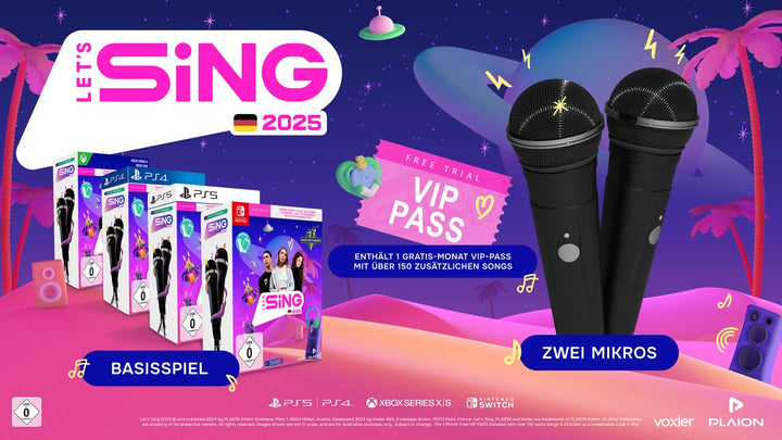 Let's Sing 2025 German Version (+ 2 Mics) (Nintendo Switch) Nintendo Switch Spiel + 2 Mikrofone, Nin