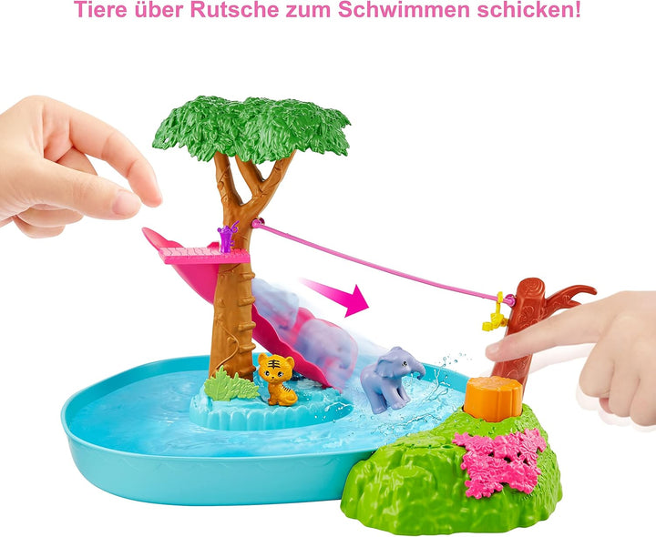 Barbie GTM85 Chelsea „Der verrückte Geburtstag“ Dschungelparty-Spielset mit Chelsea-Puppe (ca. 15 cm