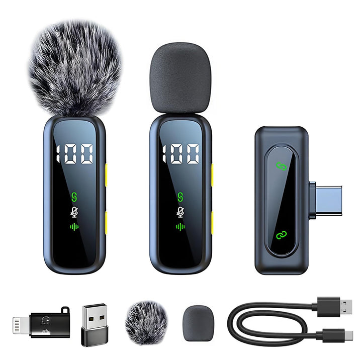 Mikrofon Handy, Kabelloses Lavalier Mikrofon für iPhone, Android, PC, Mini Mikrofon mit Geräuschunte