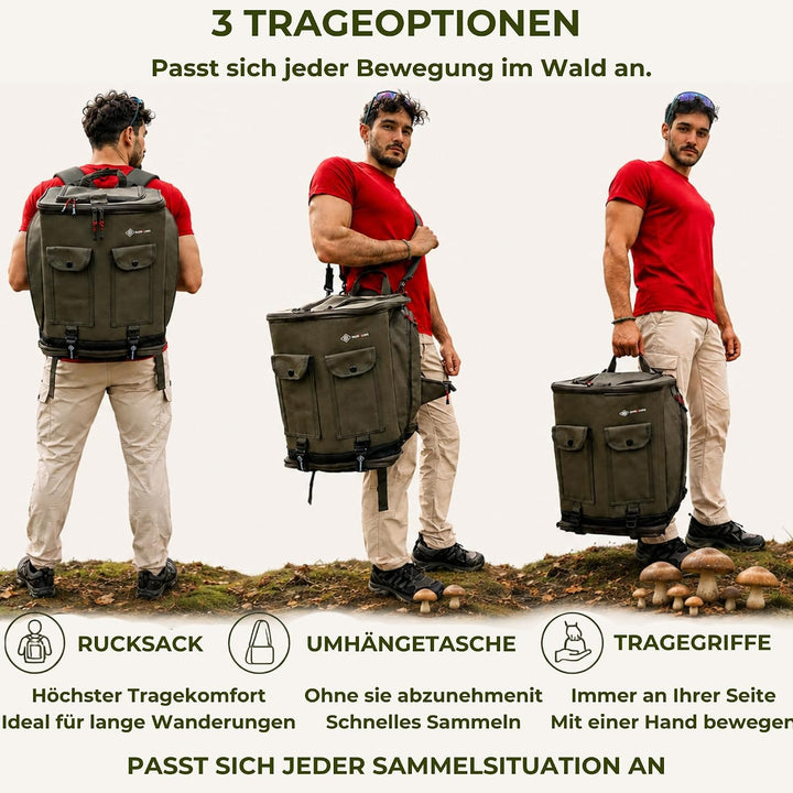 Pilz Tasche [38L Volumen &amp; Belüftetes Mesh-System] | Pilztasche mit stabiler Struktur &amp; Tragesystem