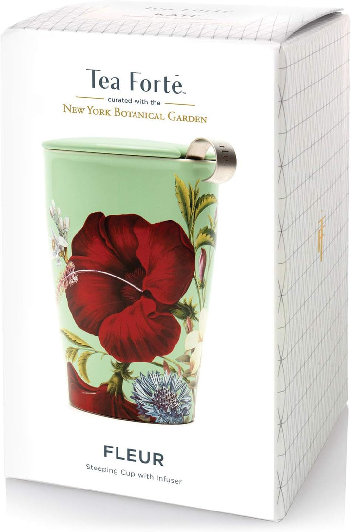 Tea Forté Kati Cup Fleur | Becher aus Edelstahl Herausnehmbarer Aufgussbecher | Qualitätsporzellan |