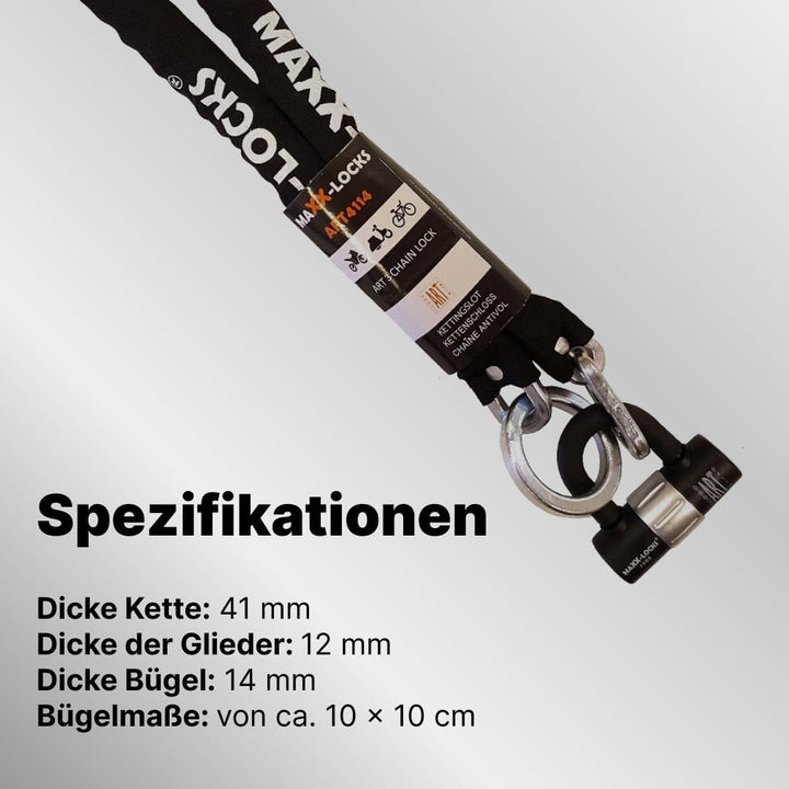 Kettenschloss mit Bügel für Scooter, Roller, Mofas und E-Bikes - 100 cm | Scooter Schloss - Sicherhe
