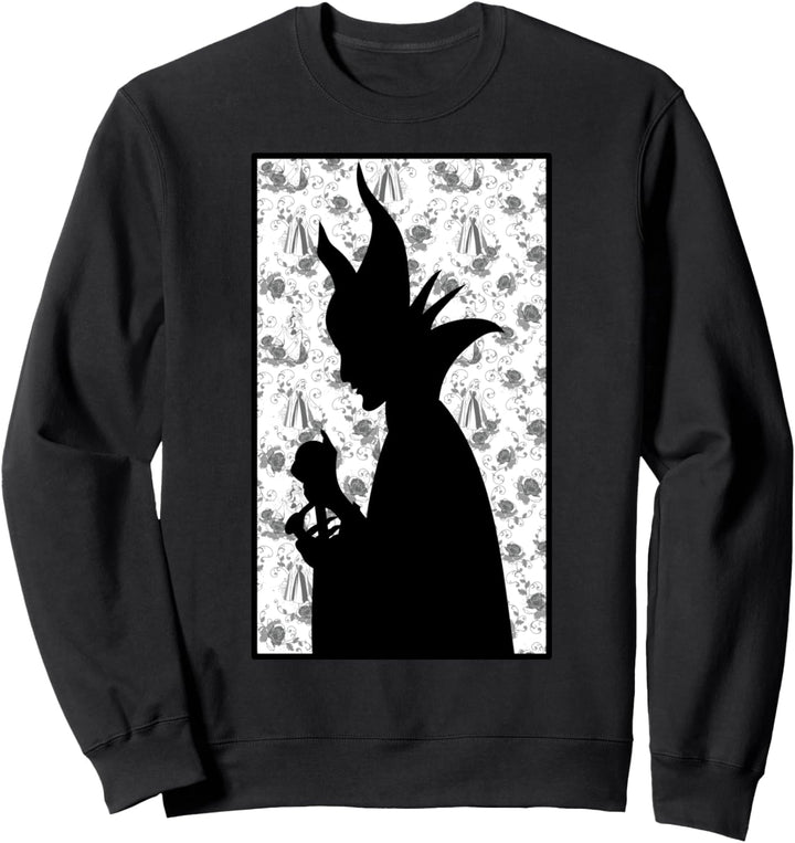 Disney Sleeping Beauty Maleficent Silhouette Floral Poster Sweatshirt