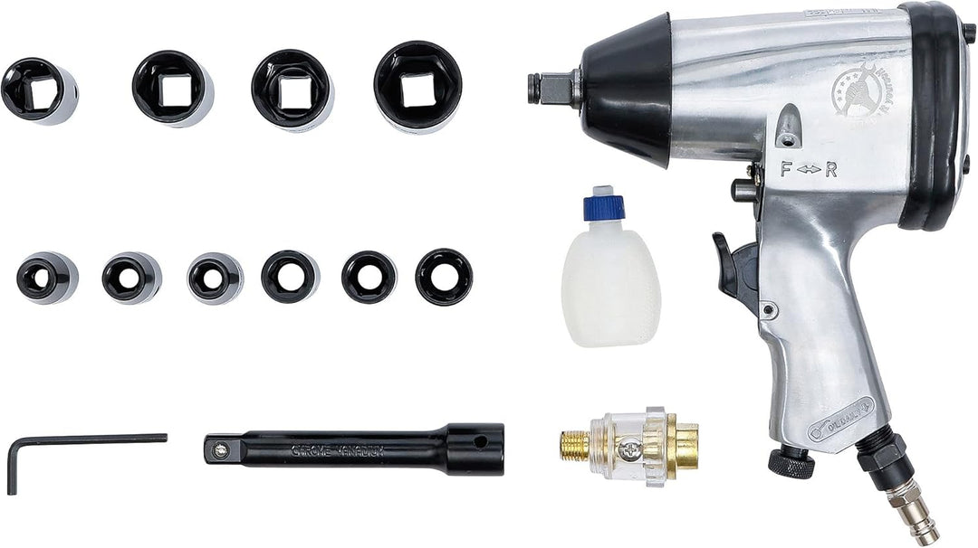 BGS Diy 3211 | Druckluft-Schlagschrauber mit Werkzeugsatz | 12,5 mm (1/2") | 312 Nm | 16-tlg.