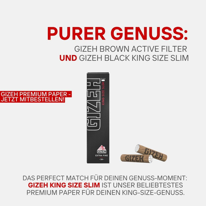 GIZEH BROWN Active Filter – Aktivkohlefilter slim 6 mm Durchmesser – Aktivkohlefilter slim mit Aktiv