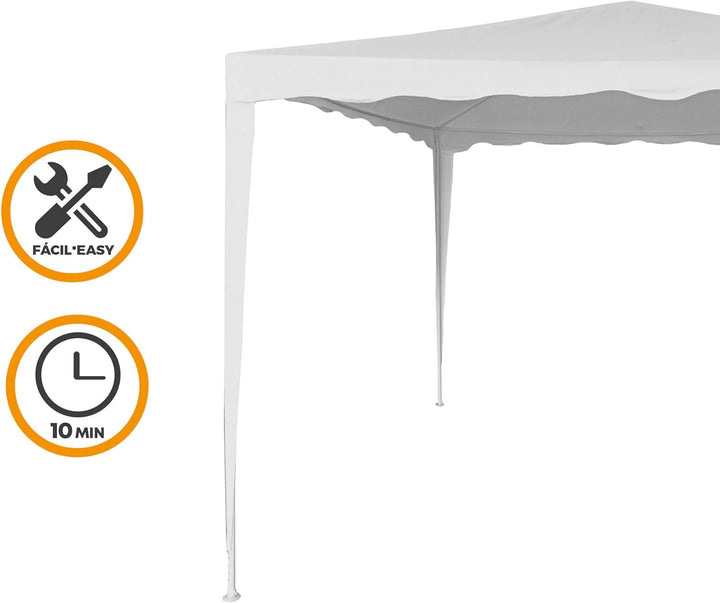 AKTIVE 62186 - Abnehmbarer Pavillon 300 x 300 x 250 cm, Weiss, Markisen für den Aussenbereich, Terra