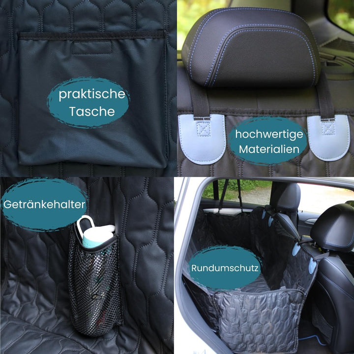 Hundedecke Auto Rückbank - Autoschondecke Hund Rücksitz in edler Lederoptik- ISOFIX-kompatibel, ruts