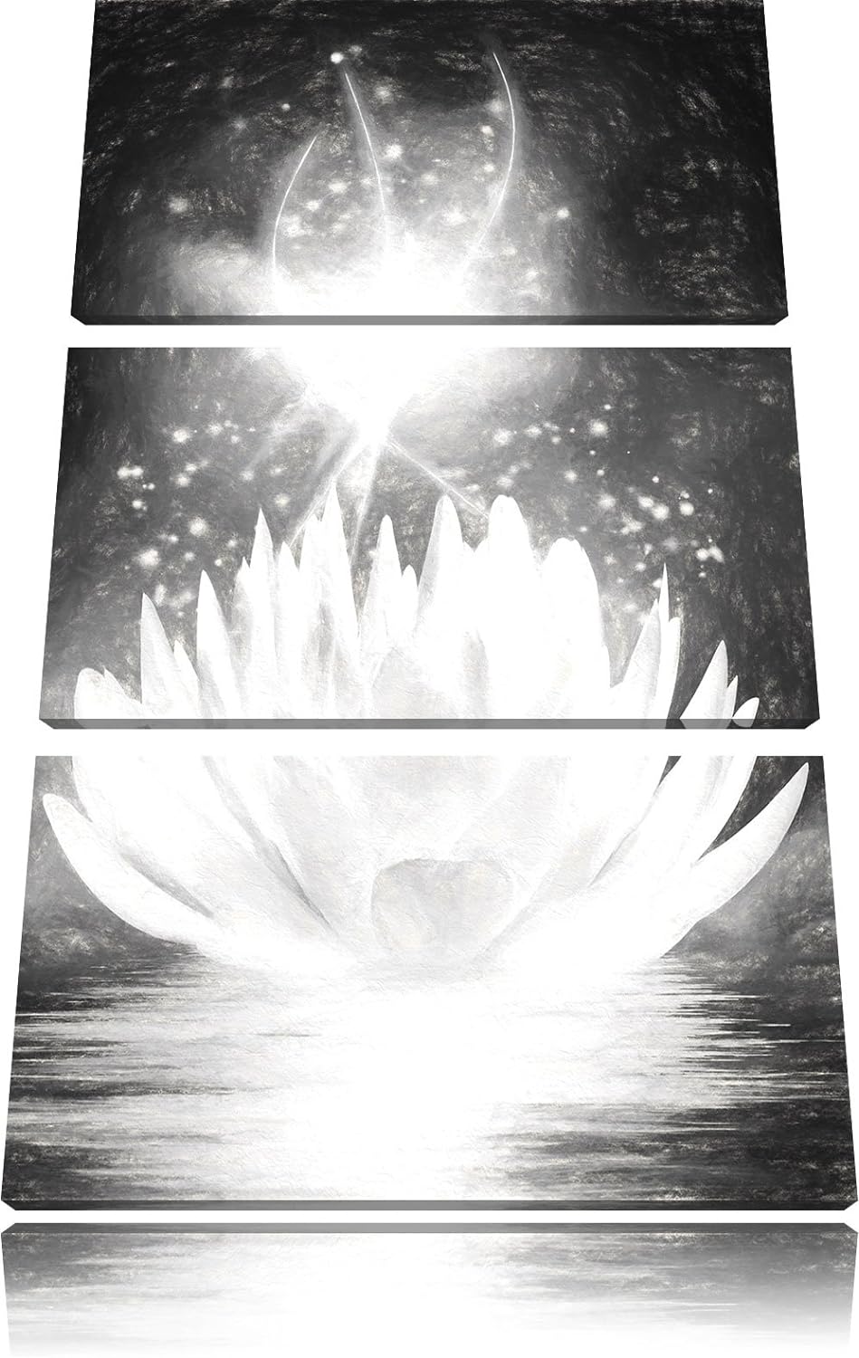 Pixxprint abstrakte Seerose Kunst als Leinwandbild/Grösse: 3 Teilig (120x80) cm/Wandbild/Kunstdruck/