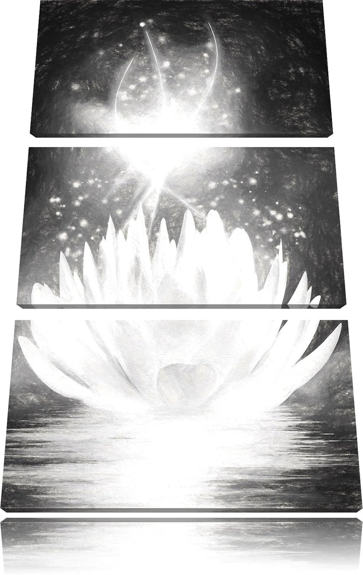 Pixxprint abstrakte Seerose Kunst als Leinwandbild/Grösse: 3 Teilig (120x80) cm/Wandbild/Kunstdruck/