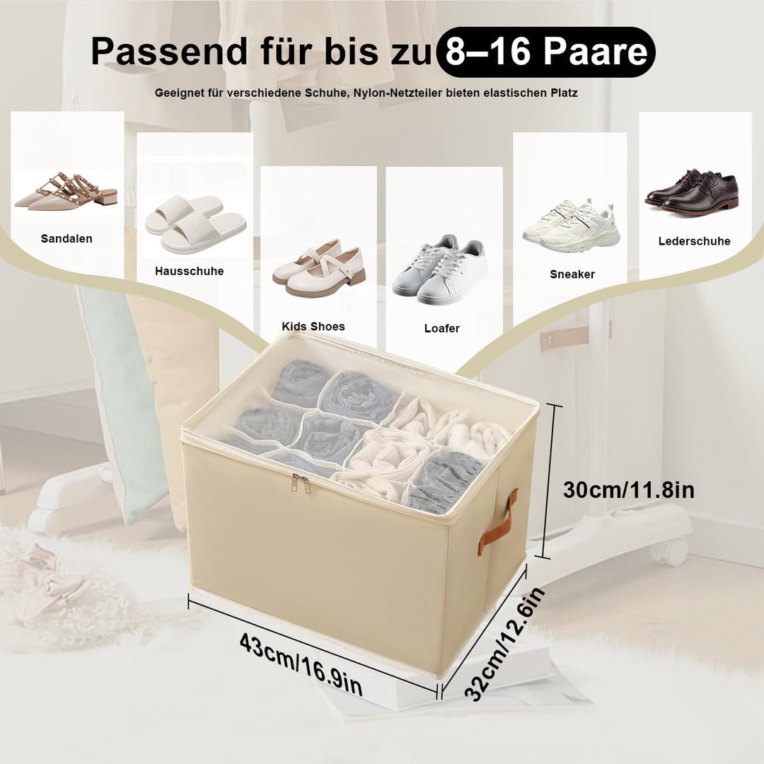 Staubdichte Schuhaufbewahrung Schuhorganizer, Shoe Organizer aus Stoff mit Klarer Abdeckung, Schuhbo