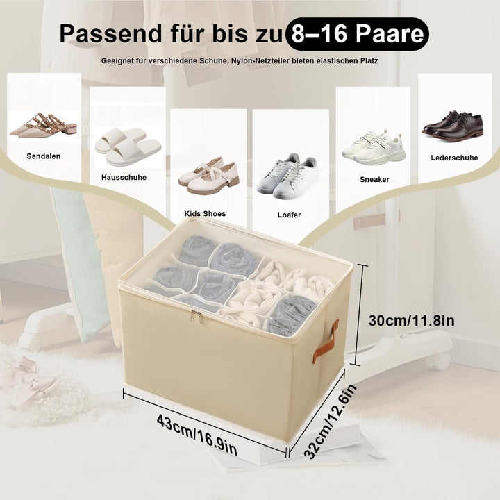 Staubdichte Schuhaufbewahrung Schuhorganizer, Shoe Organizer aus Stoff mit Klarer Abdeckung, Schuhbo