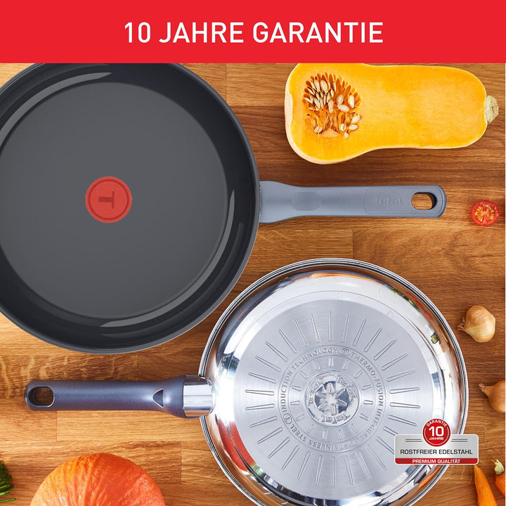 Tefal Duetto On Pfannen-Set, 3-tlg. 20/24/28 cm, Go Ceram keramische Antihaftbeschichtung, Thermo-Si