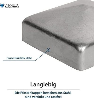 Pfostenkappen 12x12 cm - 10 Stück, 120x120 mm, Zaunpfosten Metall/Zaunpfosten verzinkt, Pyramiden Fo