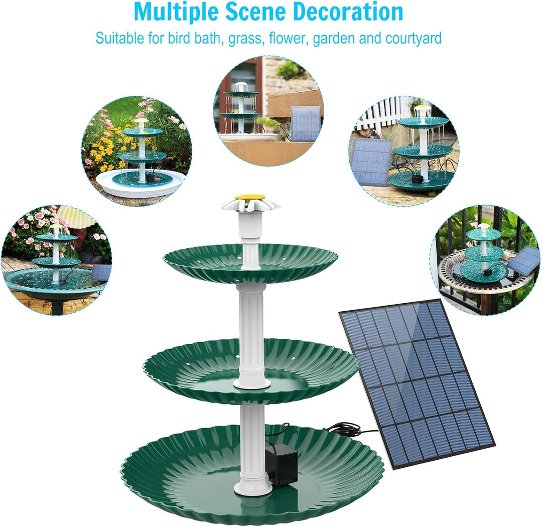 AISITIN DIY Brunnen, Vogeltränke Sets mit 3,5W Solar Springbrunnen, Vogelbad und DIY Solarbrunnen Ab