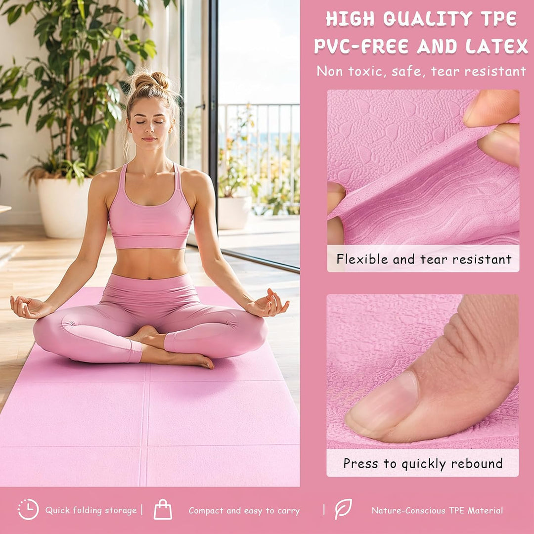 Klappbare Yogamatte, Faltbare Yogamatte Reise Leicht 183 x61x0.4 cm Rutschfest Tragbare Fitnessmatte