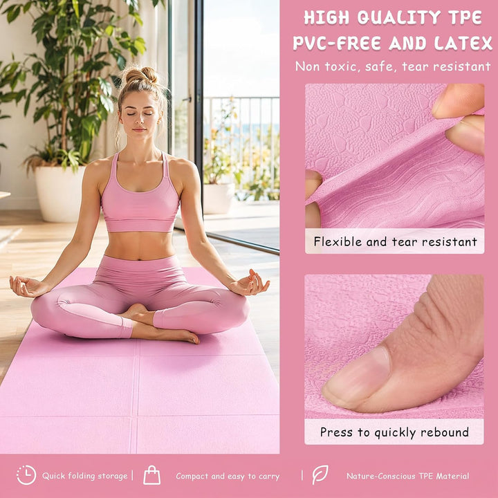 Klappbare Yogamatte, Faltbare Yogamatte Reise Leicht 183 x61x0.4 cm Rutschfest Tragbare Fitnessmatte