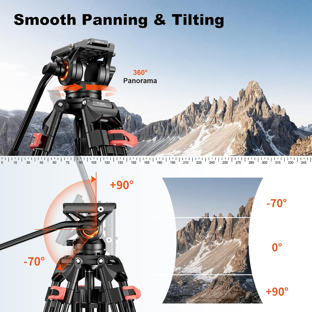 COMAN 188cm Kamera Stativ Robustes Professionelles Fotokamera Videostativ 360° Kugelkopf und 1/4'' G